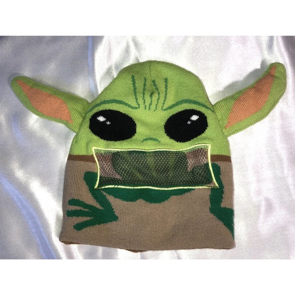 Star Wars Baby Yoda Youth Beanie w/ Frog legs & Mesh panel for eyes to see Thru - Picture 1 of 7